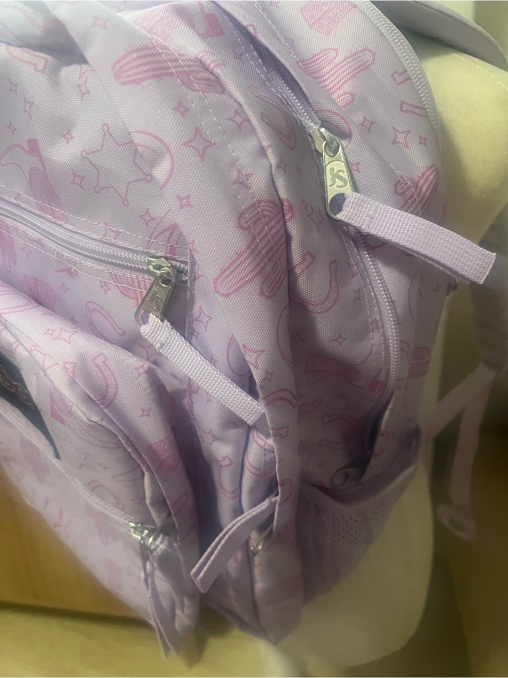 JanSport Lavender Patterned Backpack - Picture 12 of 16